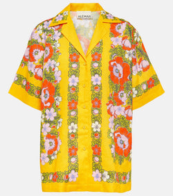 Alémais Floral linen bowling shirt