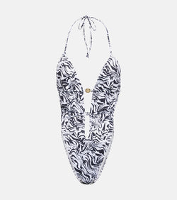 Bananhot Amur zebra-print cutout swimsuit