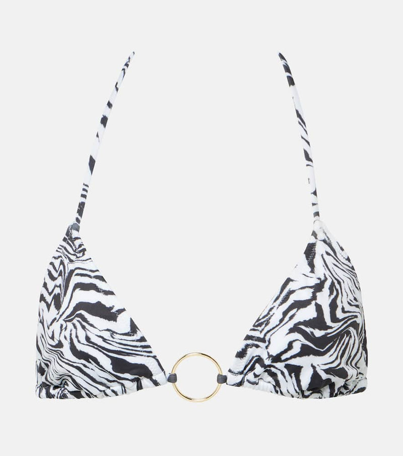 Bananhot Ring-detail zebra-print bikini top