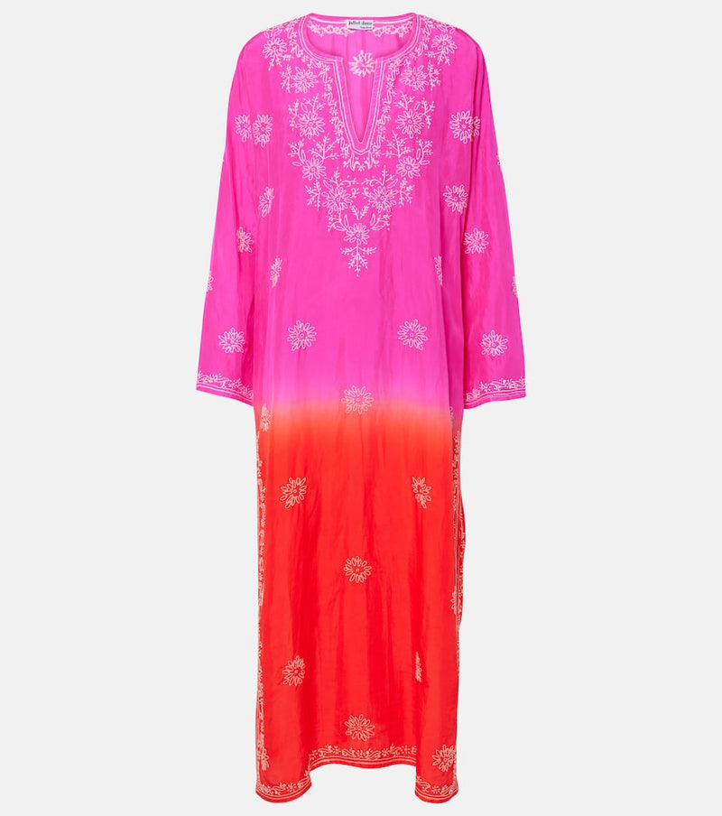 Juliet Dunn Embroidered ombré silk kaftan