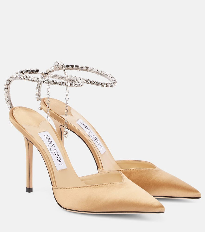 Jimmy Choo Saeda 100 embellished satin pumps