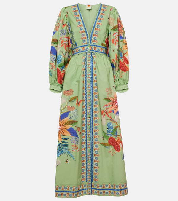 Farm Rio Bright Yard floral cotton maxi dress