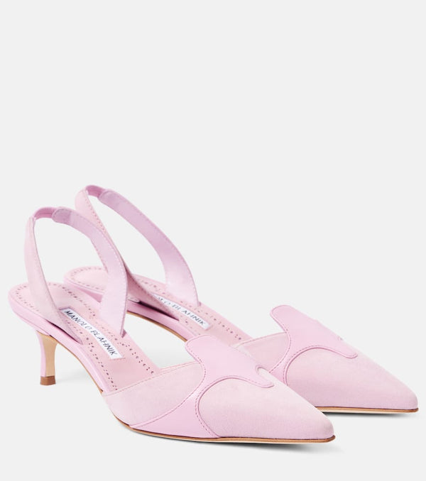 Manolo Blahnik Poligleto 50 suede slingback pumps