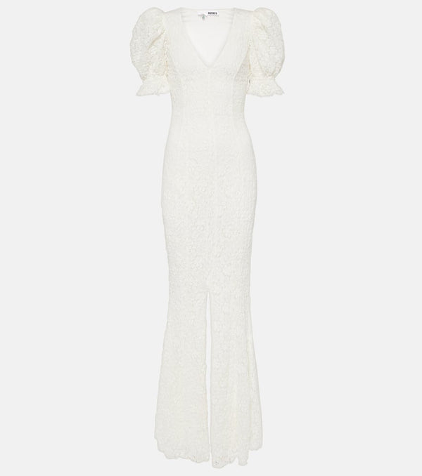 Rotate Bridal puff-sleeve lace maxi dress