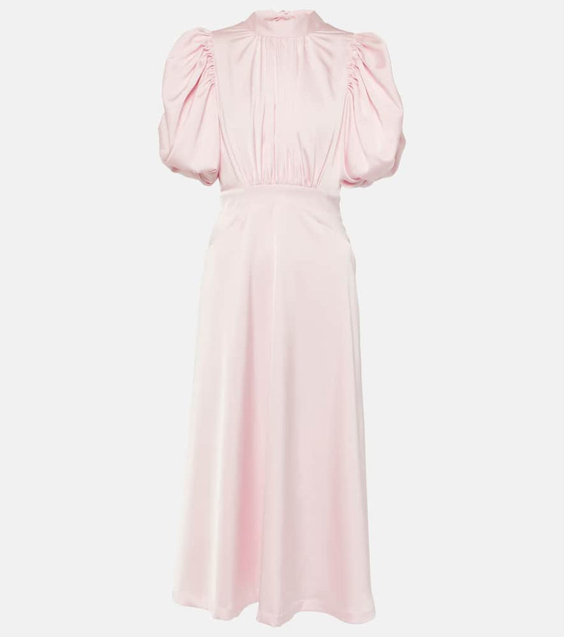 Rotate Bridal gathered satin midi dress