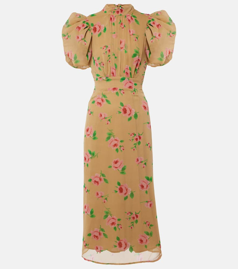 Rotate Noon floral puff-sleeve midi dress