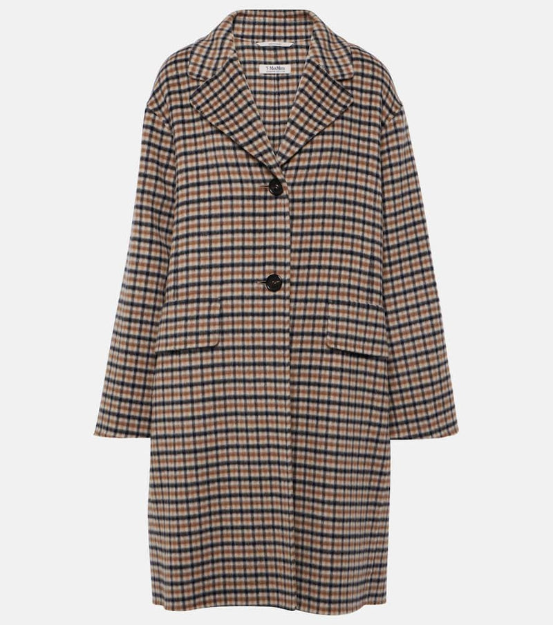 S Max Mara John checked wool and mohair-blend coat