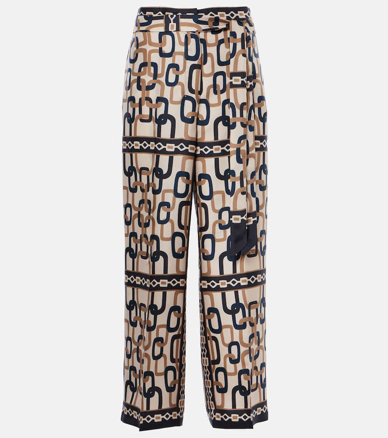 S Max Mara Brina printed silk twill wide-leg pants