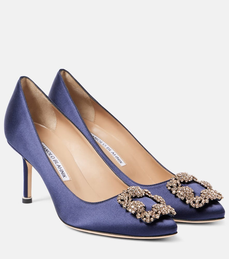 Manolo Blahnik Hangisi embellished satin pumps