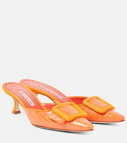 Manolo Blahnik Maysalebi 50 croc-effect leather mules