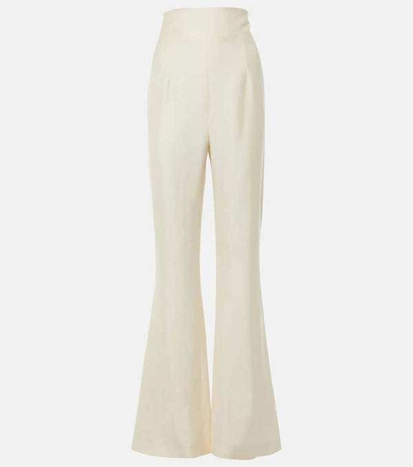 Galvan High-rise satin flared pants