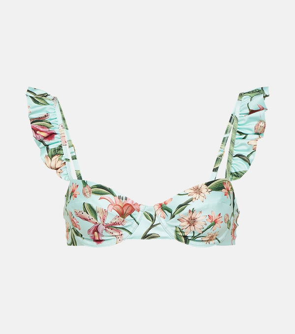 Agua by Agua Bendita Kiwi floral ruffled bikini top