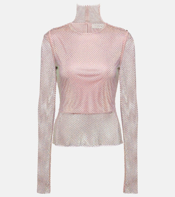 Sportmax Fishnet embellished turtleneck top