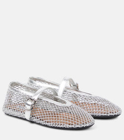 Alaïa Metallic fishnet Mary Jane flats