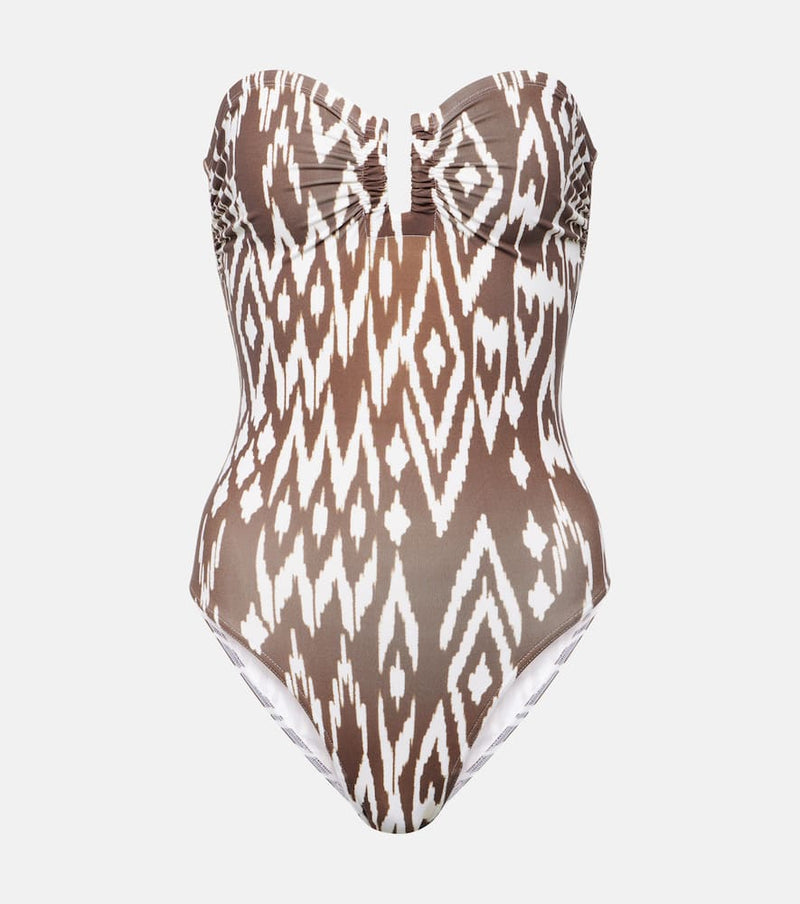 Eres Warm printed strapless swimsuit