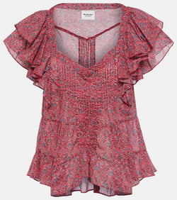 Marant Etoile Madrana ruffled printed cotton top