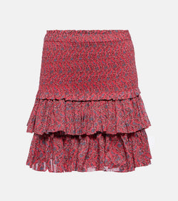 Marant Etoile Naomi shirred tiered cotton miniskirt