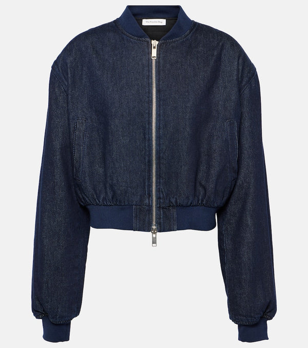 The Frankie Shop Micky cropped denim bomber jacket