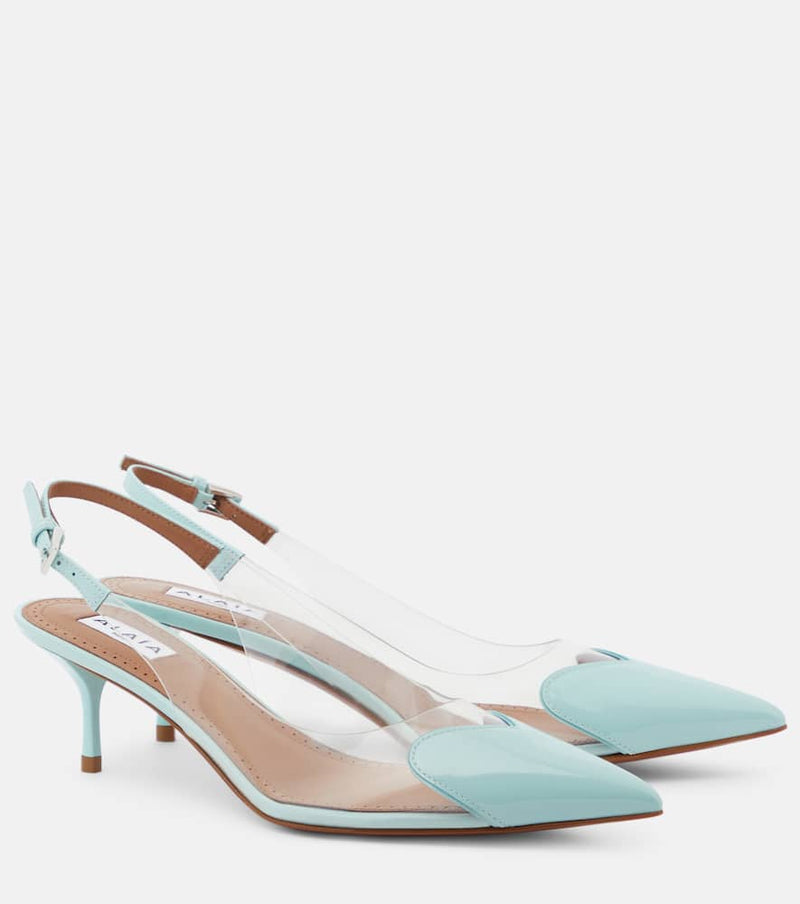 Alaïa Le Caur patent leather and PU slingback pumps