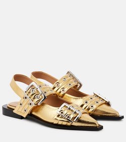 Ganni Buckle faux leather ballet flats