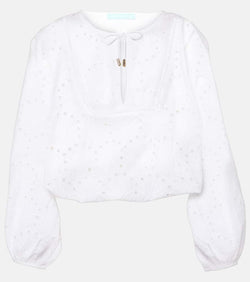 Melissa Odabash Angie puff-sleeve cotton crop top