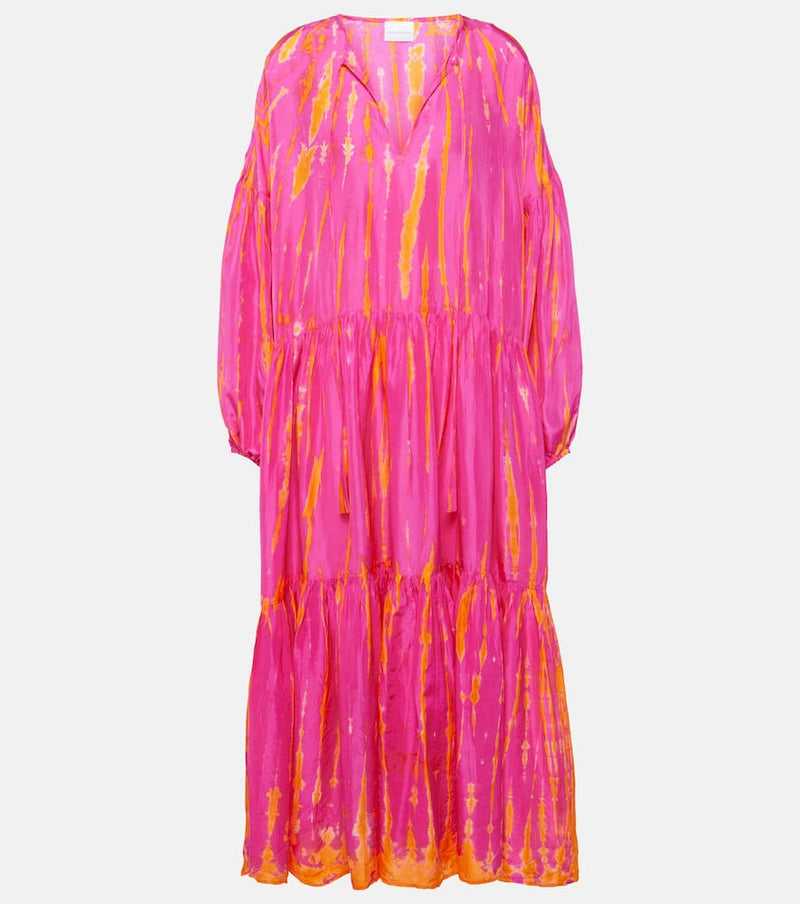 Anna Kosturova Amelia tie-dye tiered silk midi dress