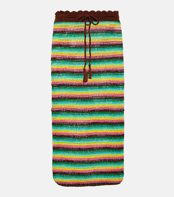 Anna Kosturova Striped crochet cotton midi skirt