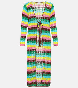 Anna Kosturova Striped crochet cotton beach cover-up