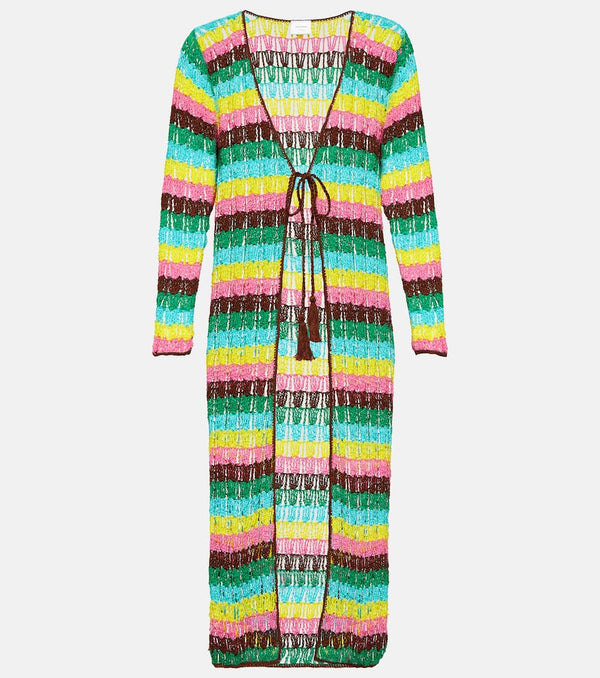 Anna Kosturova Striped crochet cotton beach cover-up