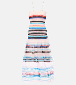 Susan Fang Beaded striped midi dress