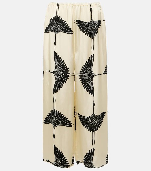 Khaite Mindy printed twill wide-leg pants