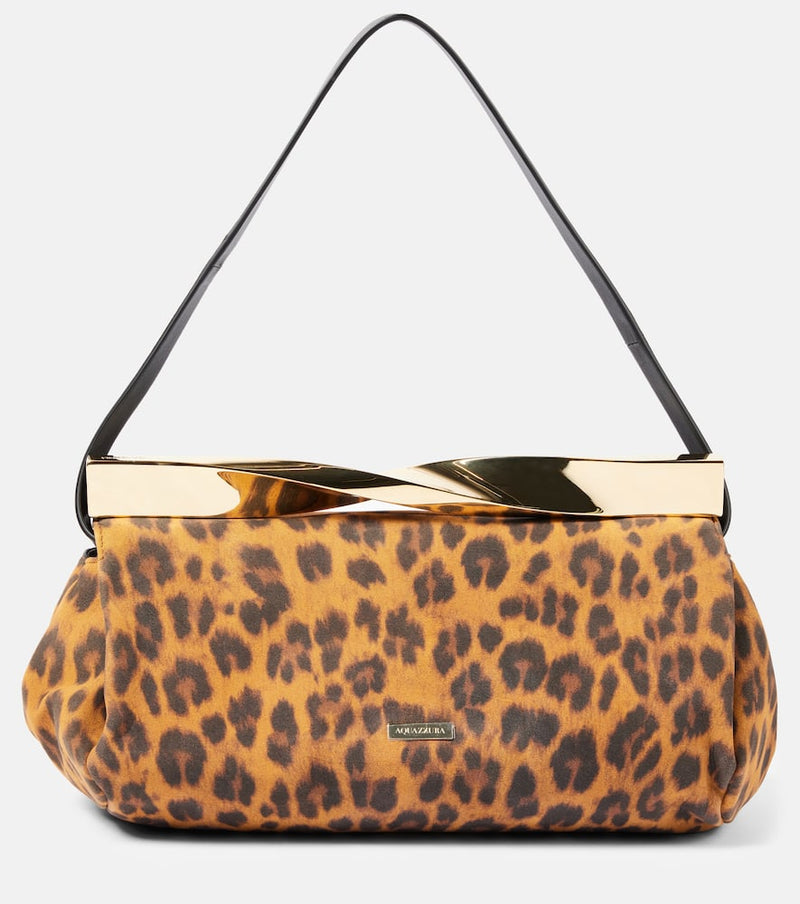 Aquazzura Twist Small leopard-print suede clutch