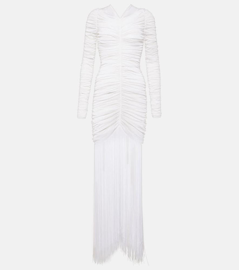 Khaite Guisa fringed shirred silk-blend gown