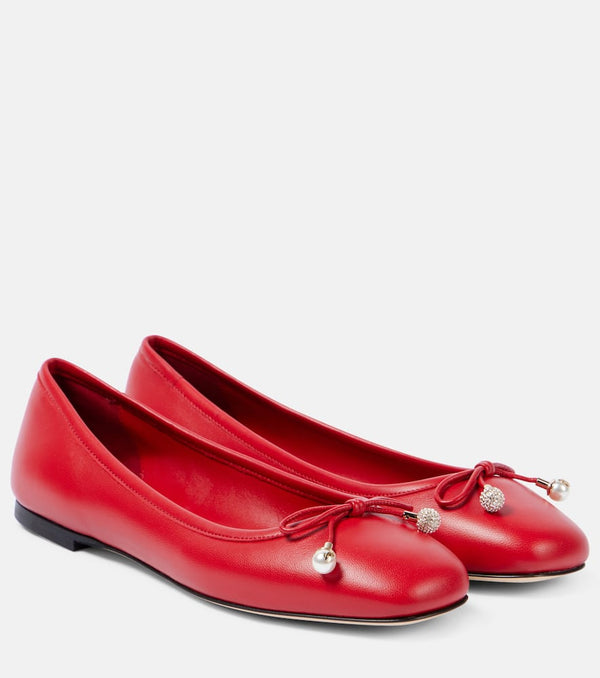 Jimmy Choo Elme bow-detail leather ballet flats