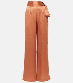 Taller Marmo Verdi silk satin wide-leg pants