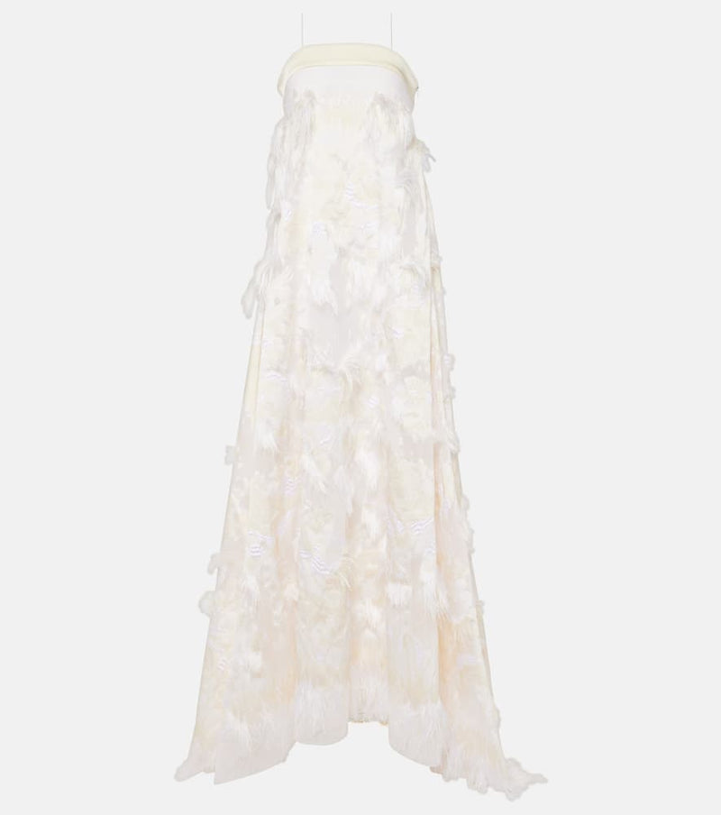 Taller Marmo Bridal Trapeze fringed jacquard gown