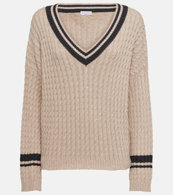 Brunello Cucinelli Sequined cable-knit cotton-blend sweater