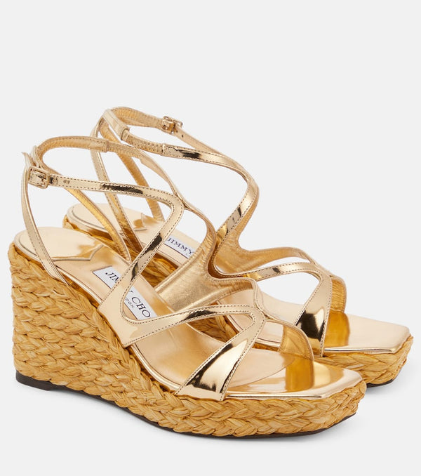 Jimmy Choo Ayla metallic leather espadrille wedges