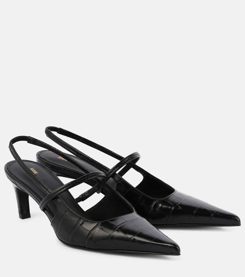 Toteme Sharp croc-effect leather slingback pumps