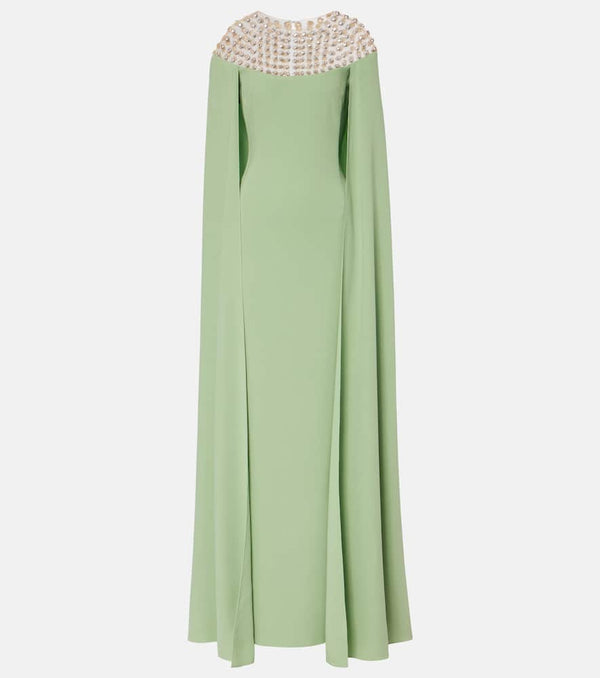 Oscar de la Renta Crystal-embellished caped gown