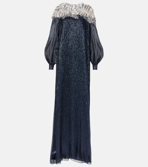 Oscar de la Renta Crystal-embellished mousseline kaftan