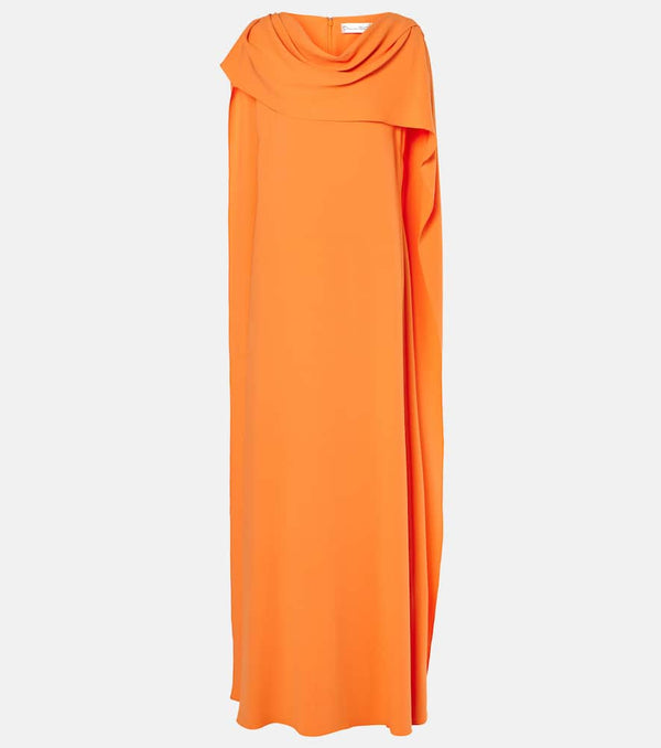 Oscar de la Renta Caped silk-blend georgette gown