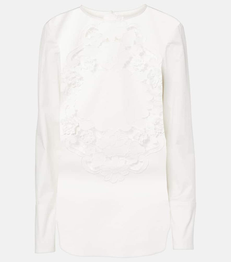 Oscar de la Renta Embroidered cotton blouse