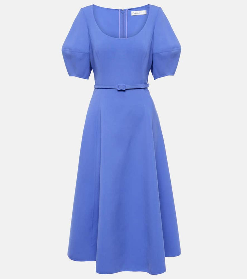 Oscar de la Renta Puff-sleeve wool-blend midi dress