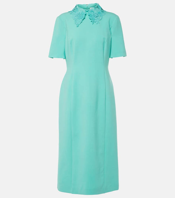 Oscar de la Renta Lace-trimmed wool-blend midi dress