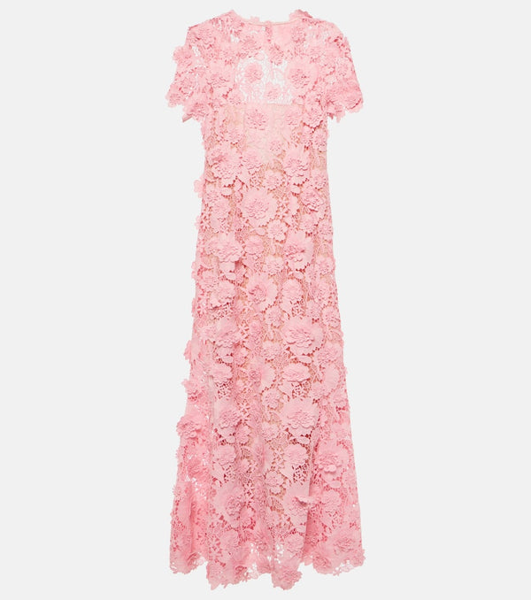 Oscar de la Renta Floral lace midi dress