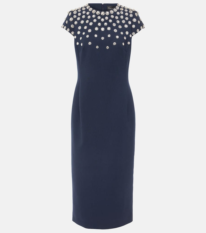 Oscar de la Renta Embellished wool-blend midi dress