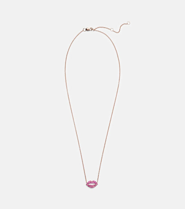 Roxanne First Scarlett Kiss 14kt rose gold necklace with pink sapphires