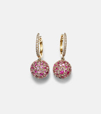 Roxanne First Bauble 14kt gold hoop earrings with diamonds and sapphires