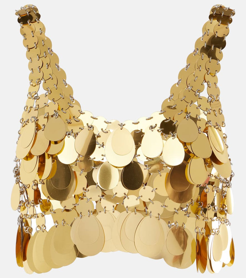 Rabanne Golden Sparkle Assembly sequined crop top